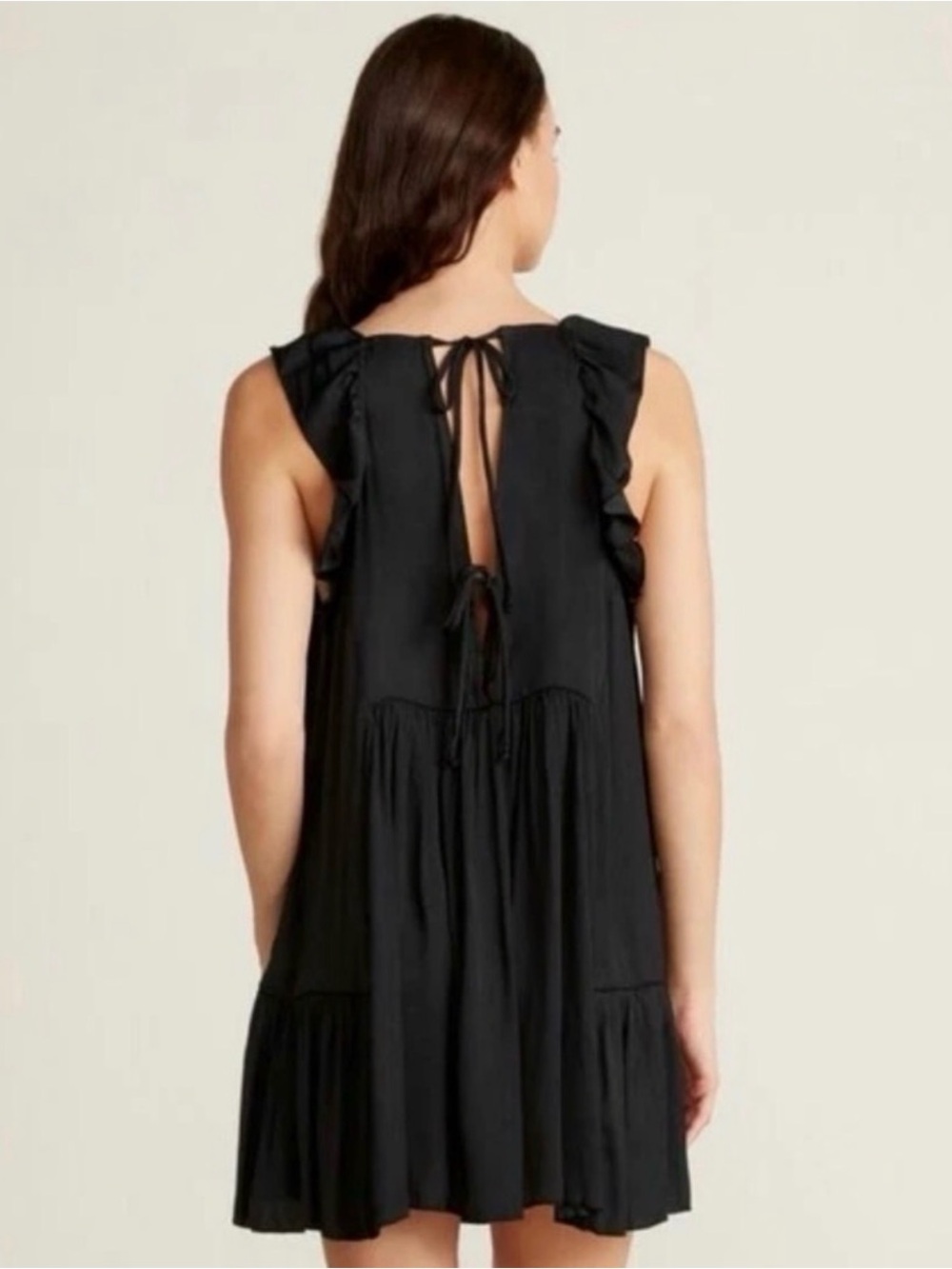 FREE PEOPLE Want Your Love Mini Dress Black Ruffle Boho Babydoll Size XS NWT - Picture 3 of 16